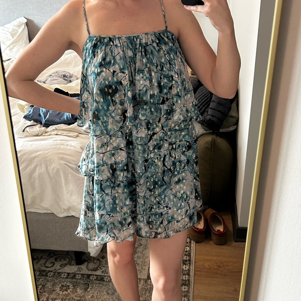 Zara Blue Ruffle Dress - Picture 2 of 4
